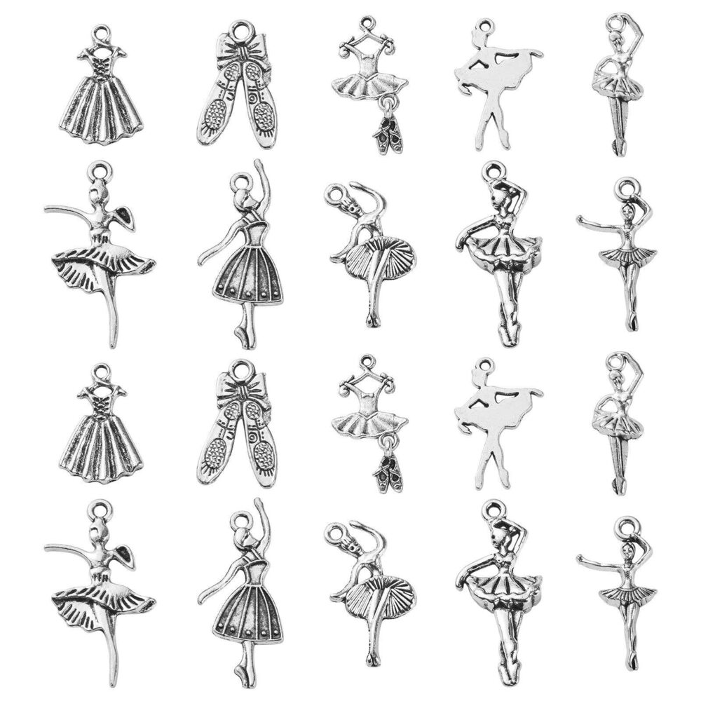 3188 100pcs 10 Styles Tibetan Dance Charms Girl Theme Shoe Dress Bellet